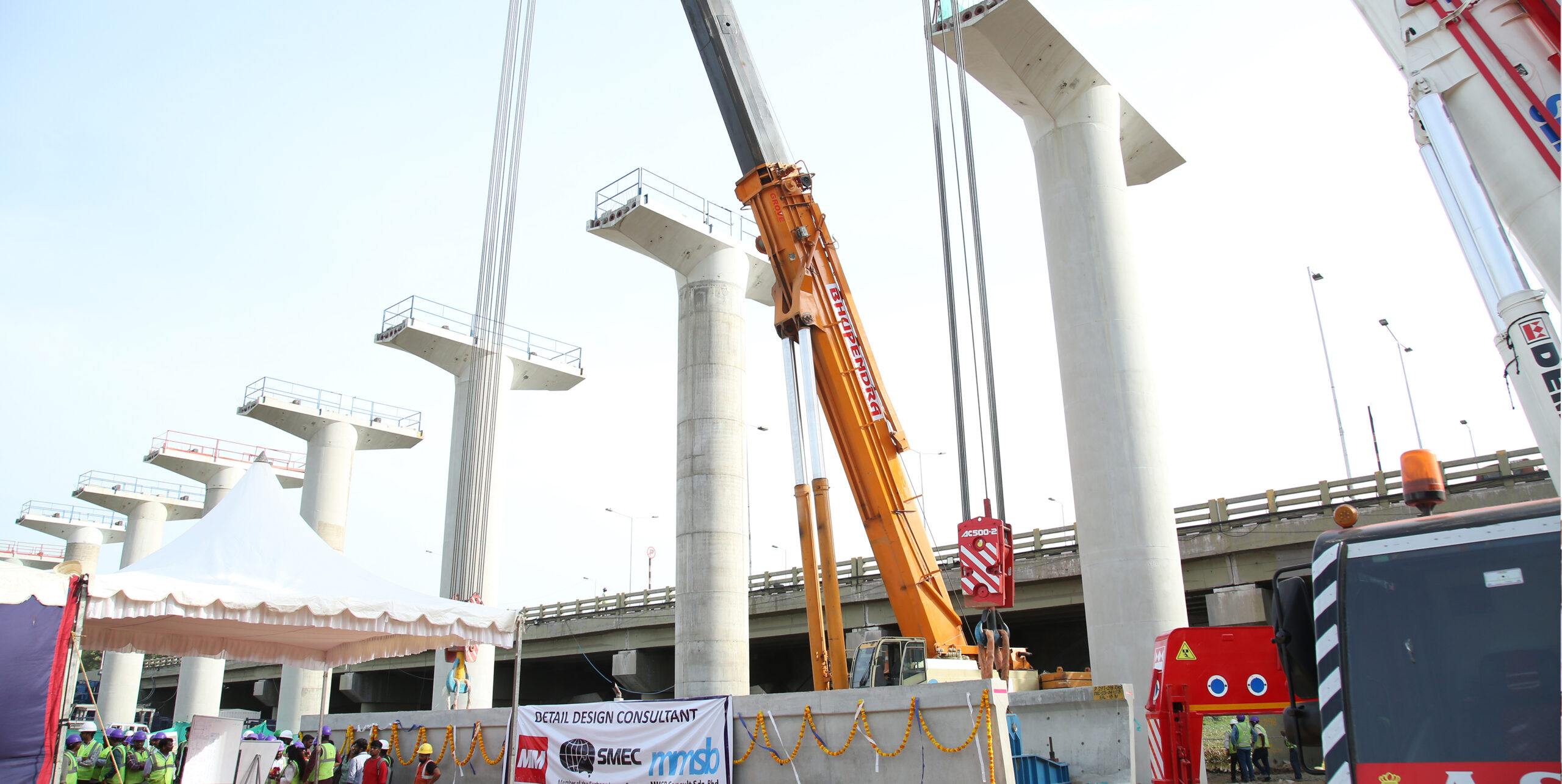 Chennai Metro phase 2, corridor 5: first U Girders erected